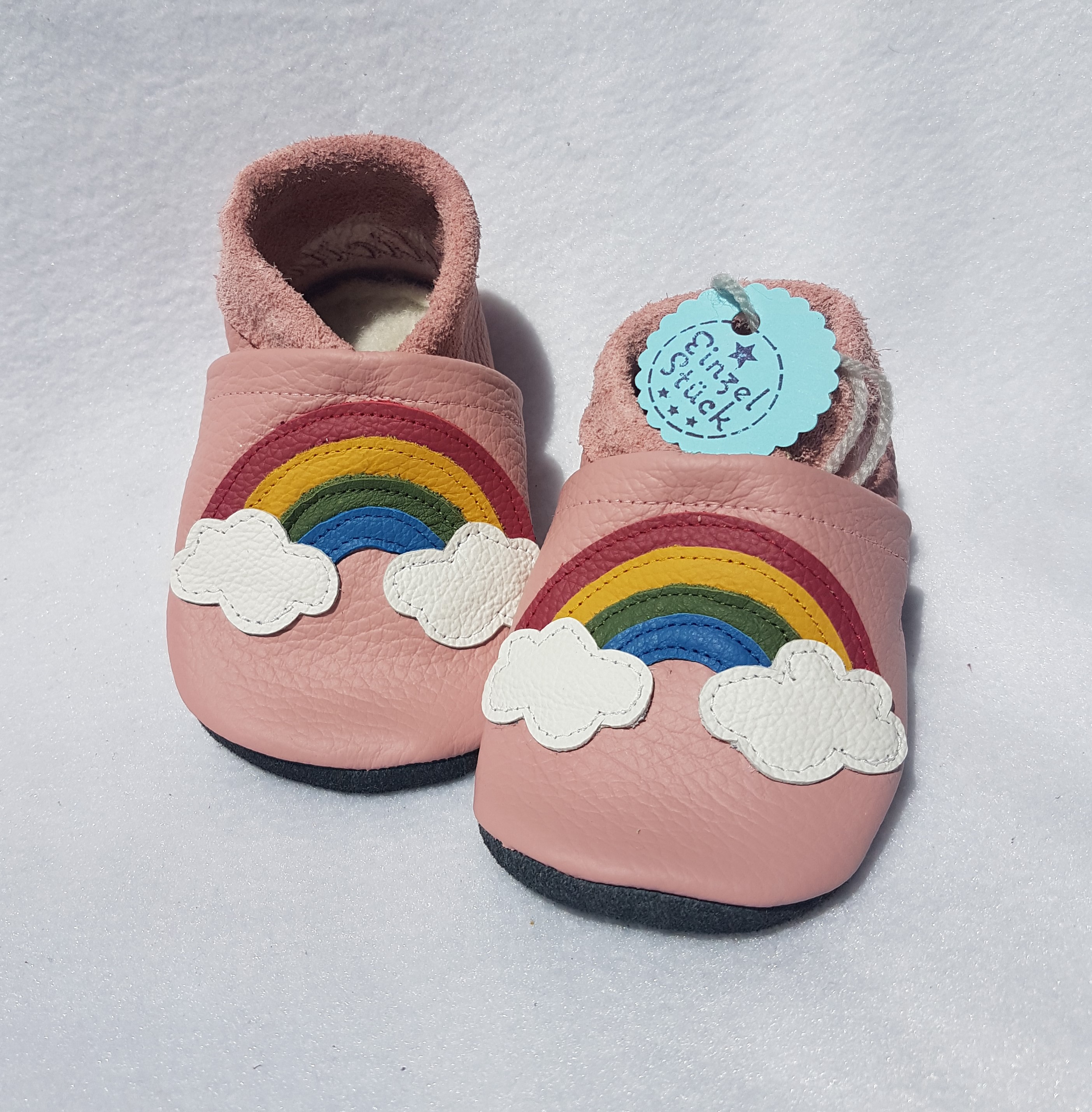 Leder Schuh mit Regenbogen, Regenbogen, Babyschuh mit Regenbogen